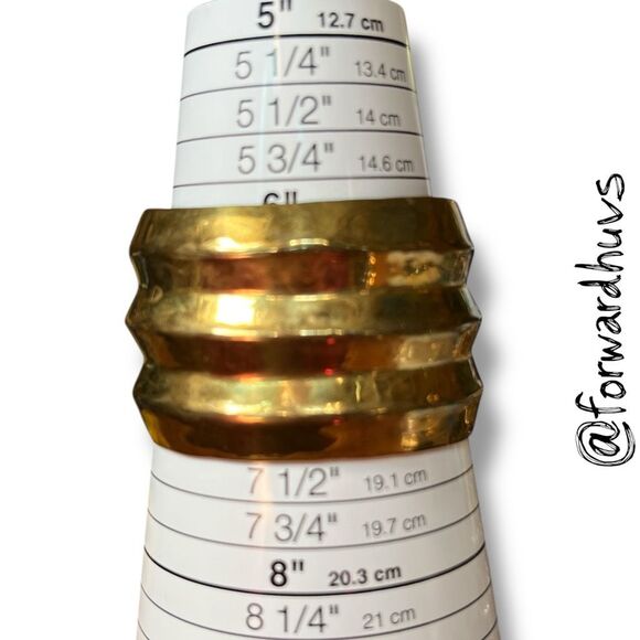 Bundle Sale 3 for $15 | Gold Tone Ribbed Cuff Bracelet – Textured Metal - Picture 5 of 6